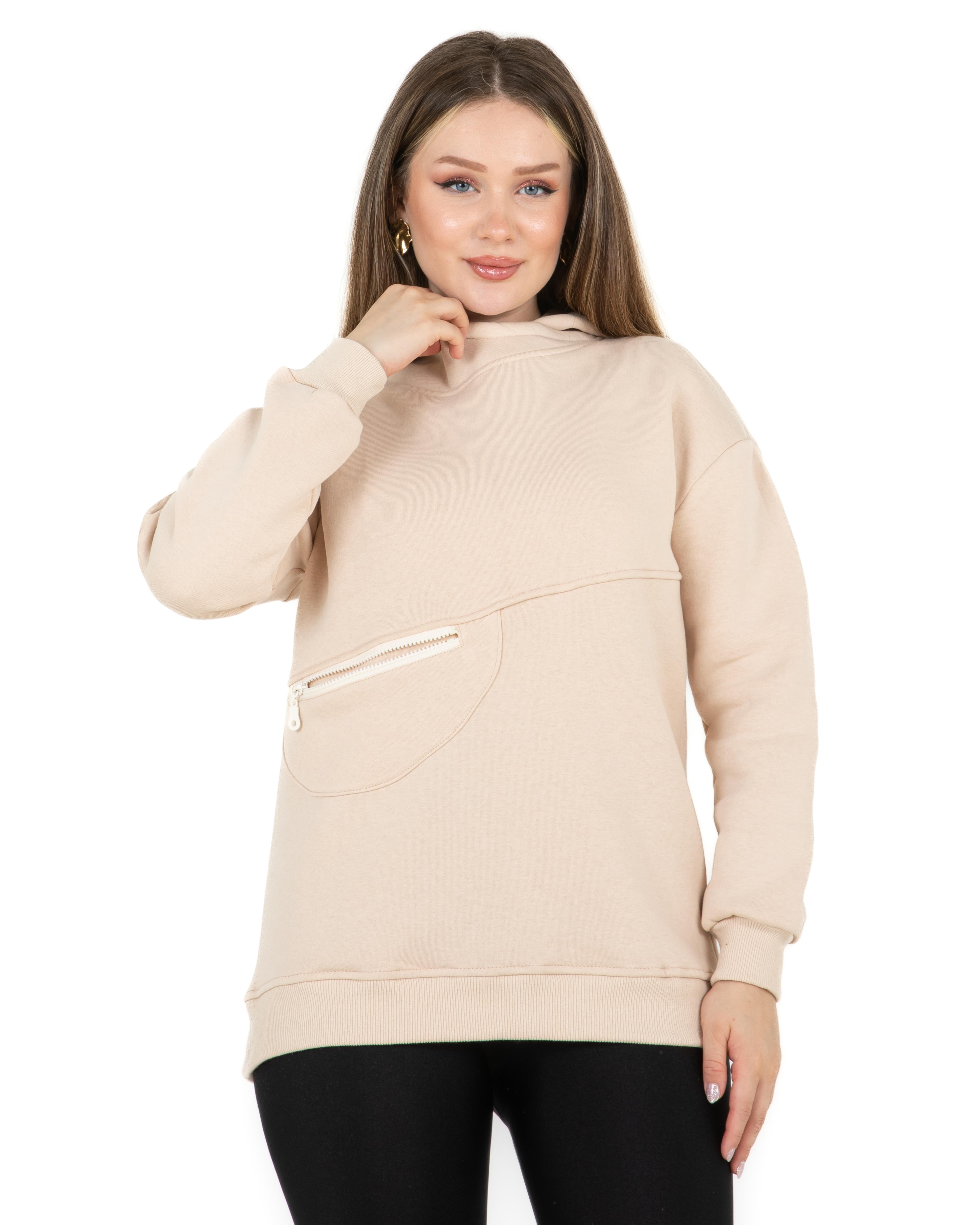 Cep Fermuarlı Sweat Vizon