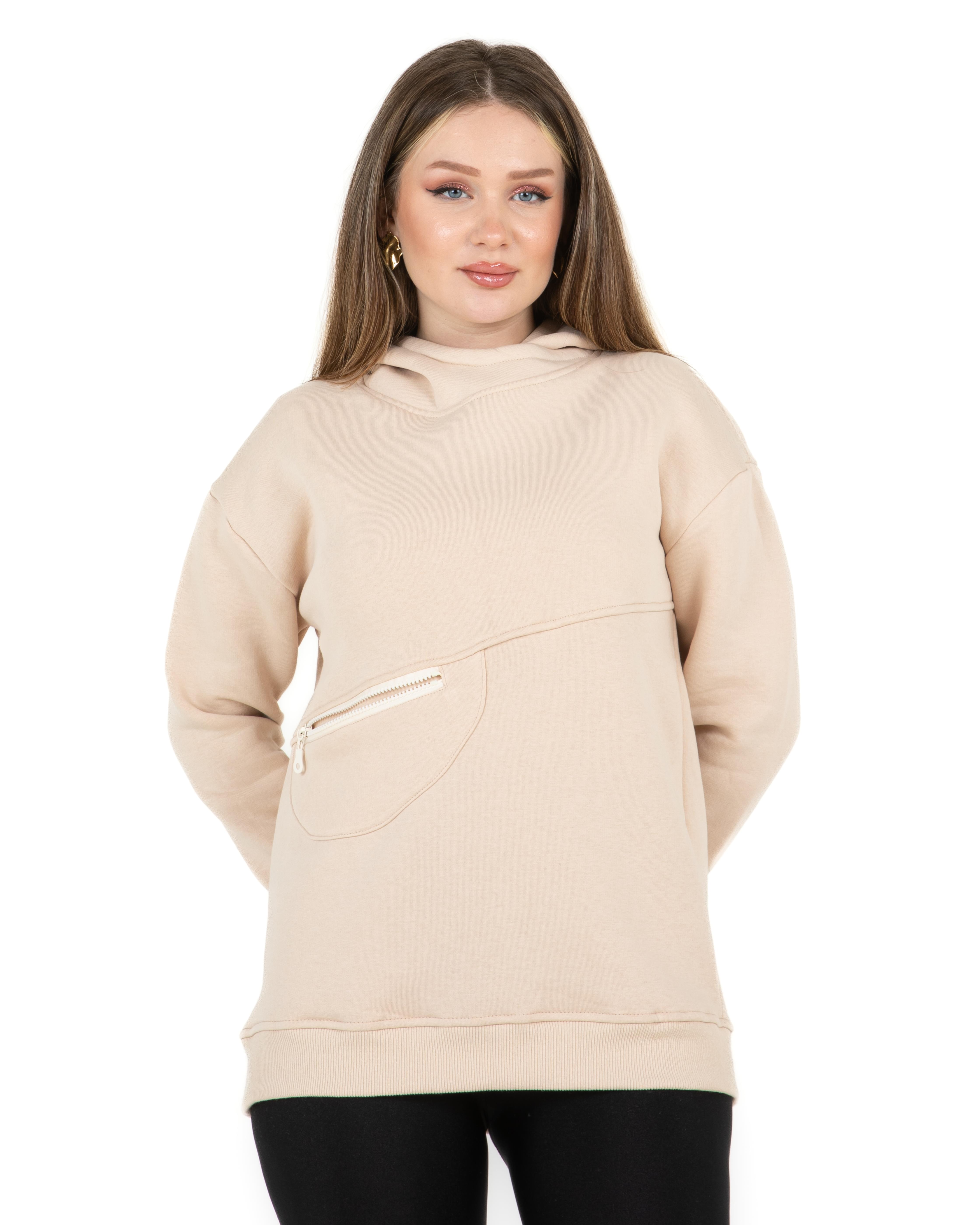 Cep Fermuarlı Sweat Vizon