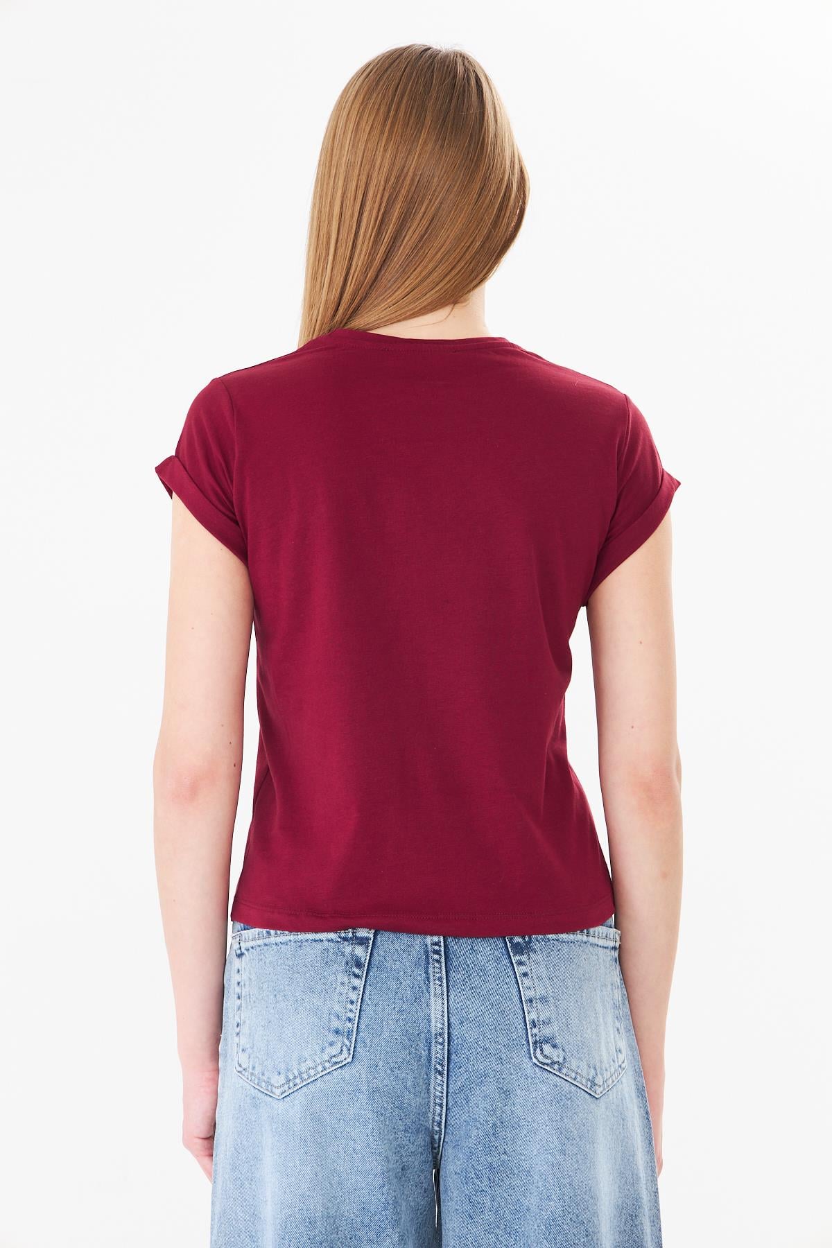 Dantel Cepli Tshirt Bordo