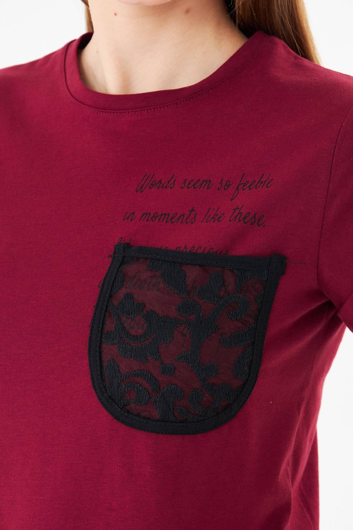 Dantel Cepli Tshirt Bordo