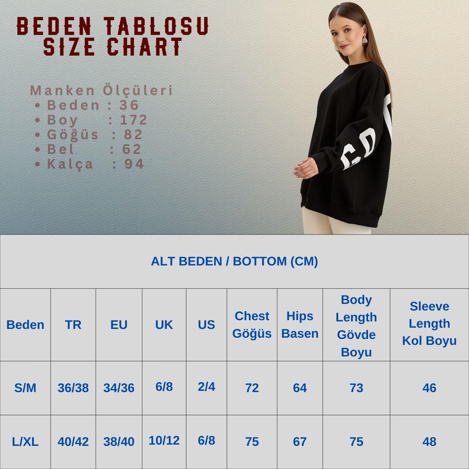 GOOD DAY BASKILI ÜÇ İPLİK SWEAT Siyah