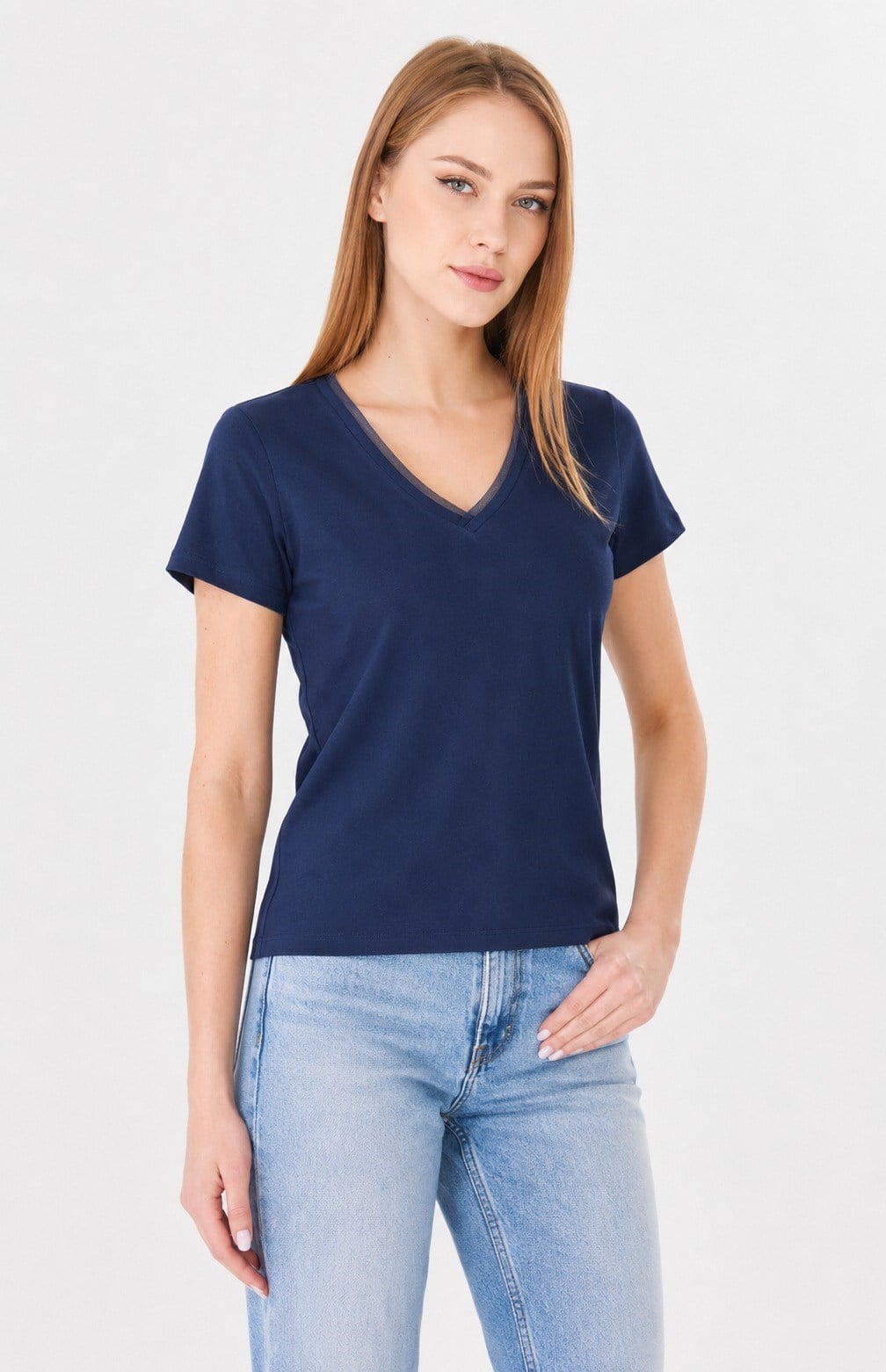 547 - V Yaka Tshirt İndigo