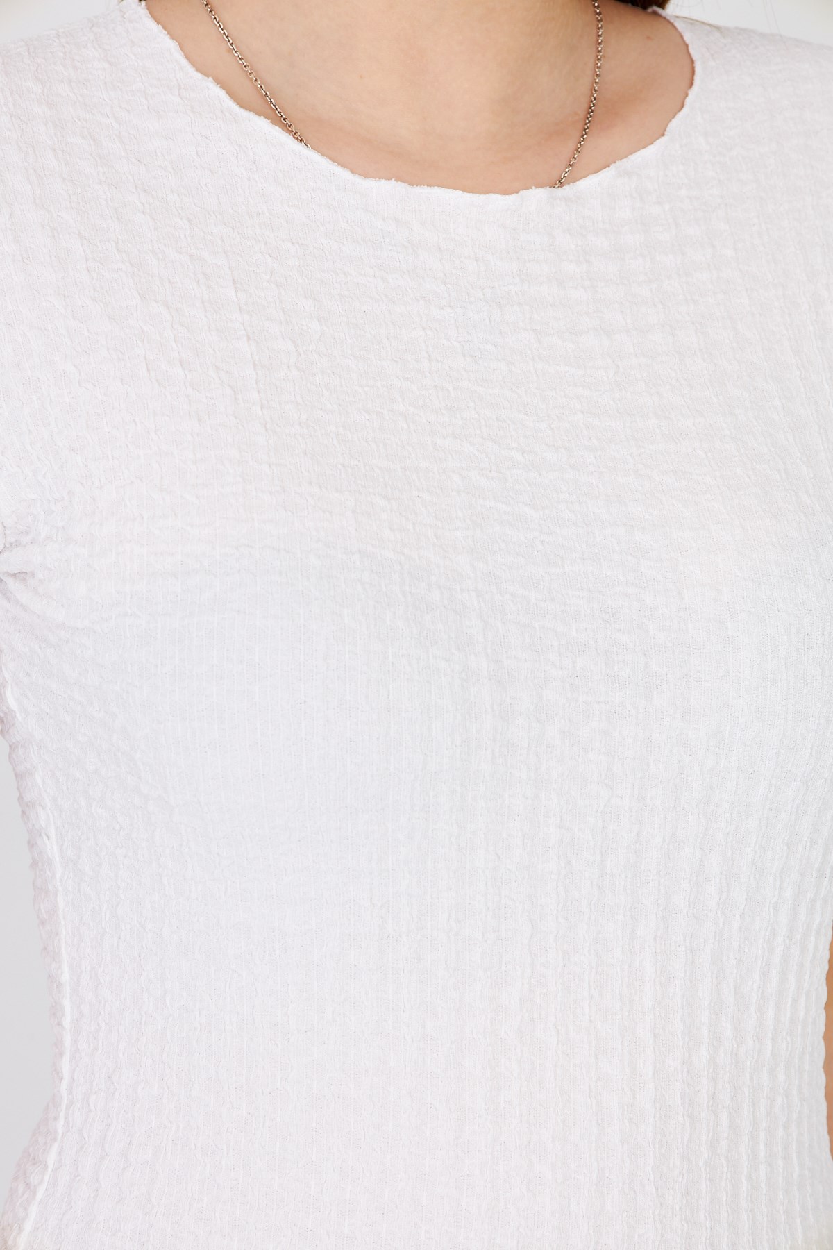 619- Karpıuz kollu bürümcük tshirt Ekru