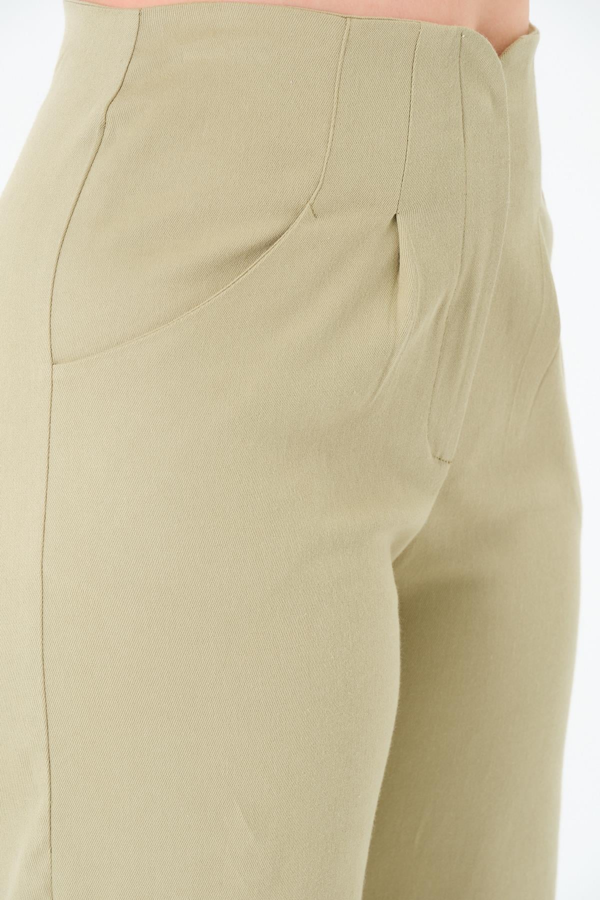 Kemersiz Gabardin Pantolon Olive