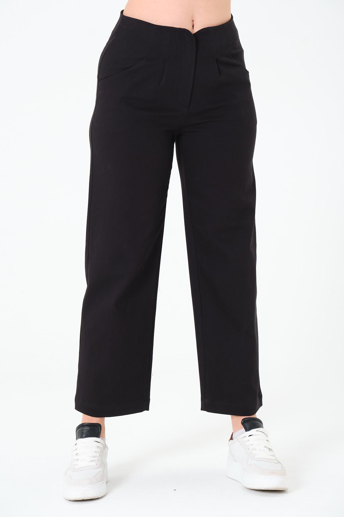 Kemersiz Gabardin Pantolon Siyah