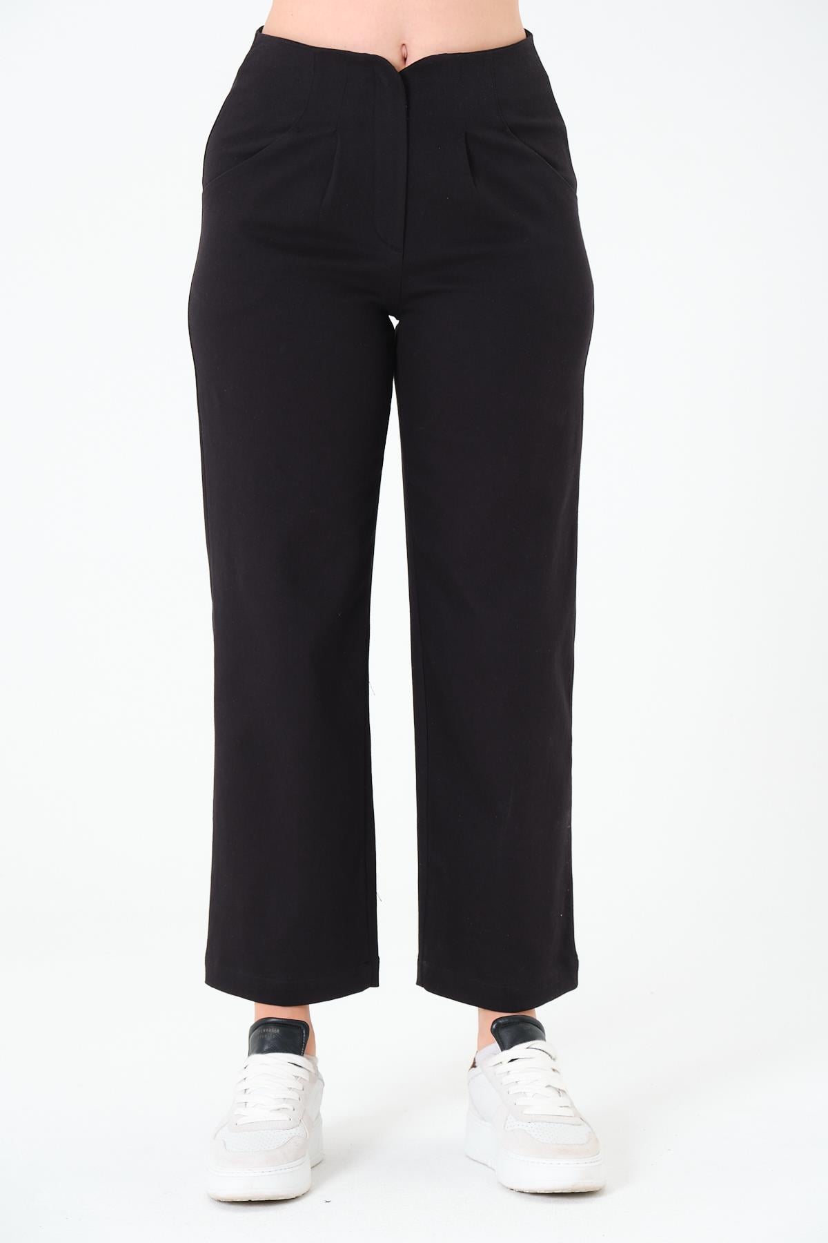 Kemersiz Gabardin Pantolon Siyah