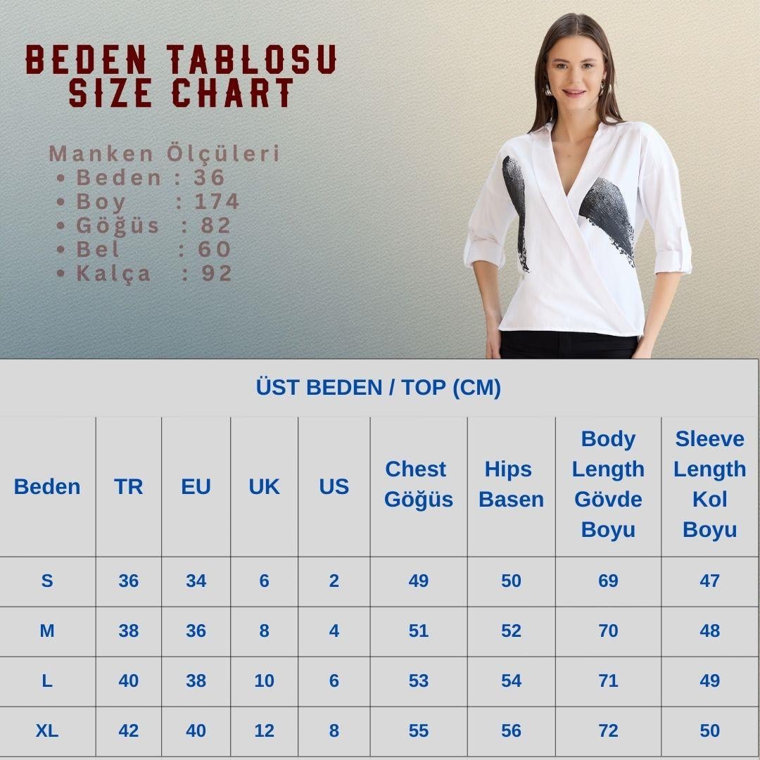 Kruvaze Yakalı Gömlek Beyaz