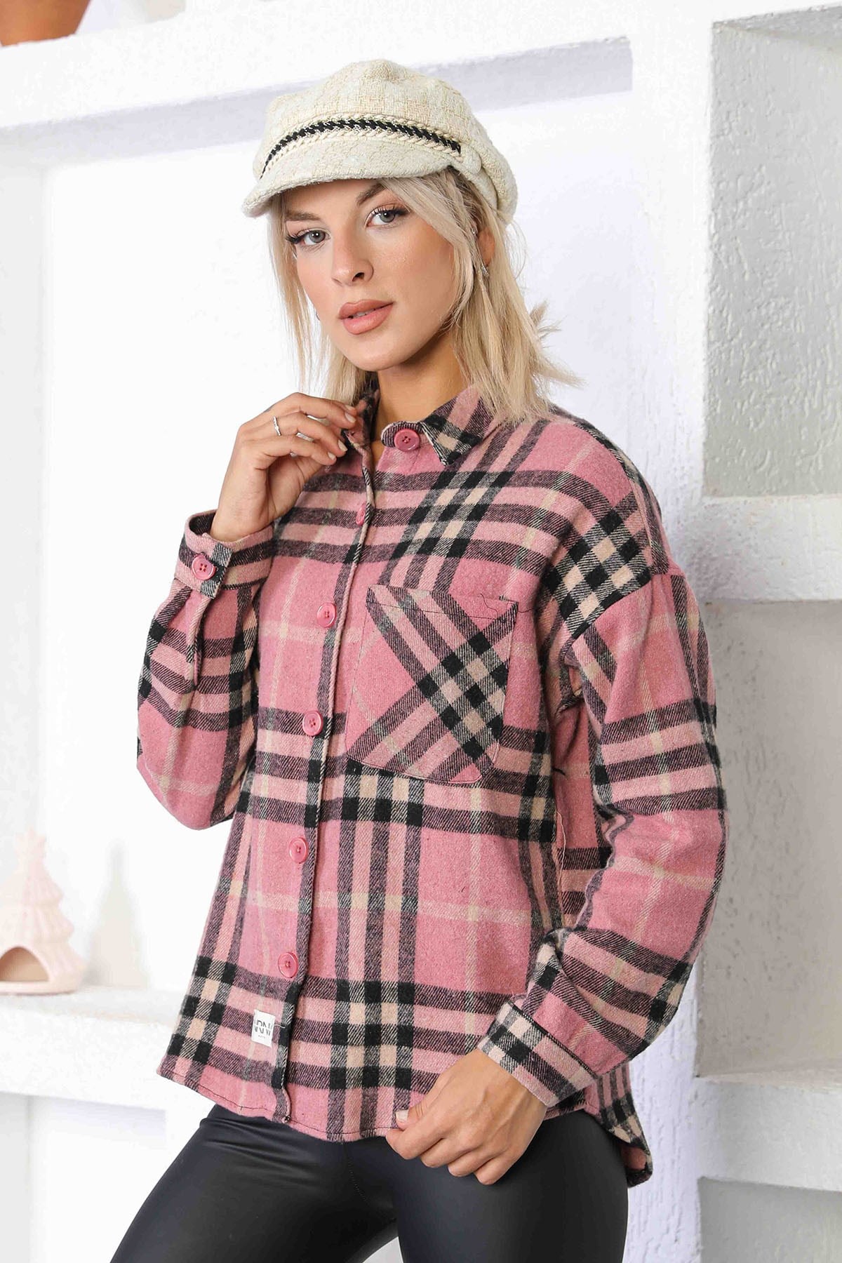 Oduncu Kumaş Basic Model Gömlek Pudra