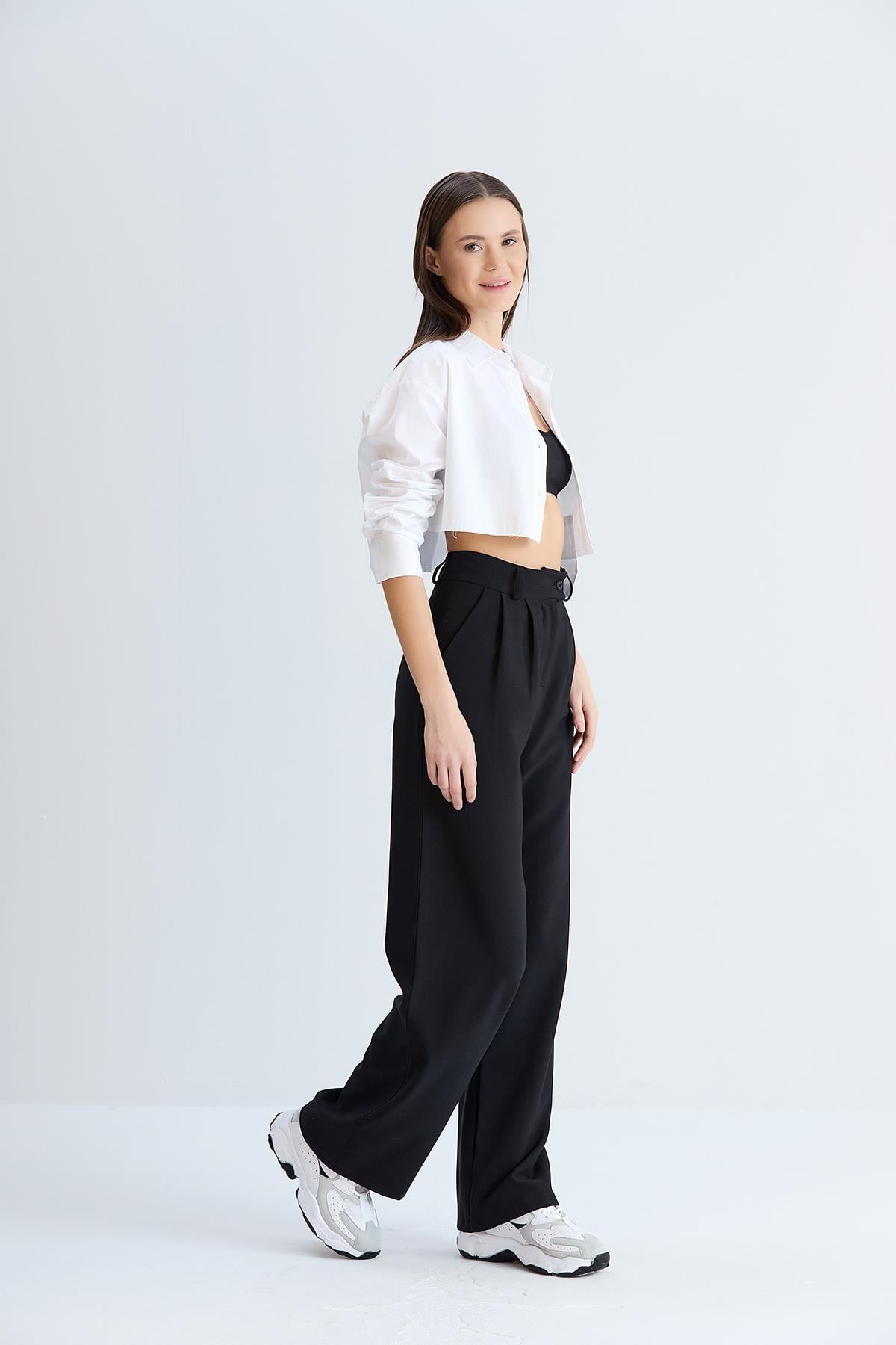 Rahat Kesim Klasik Model Kumaş Pantolon Siyah