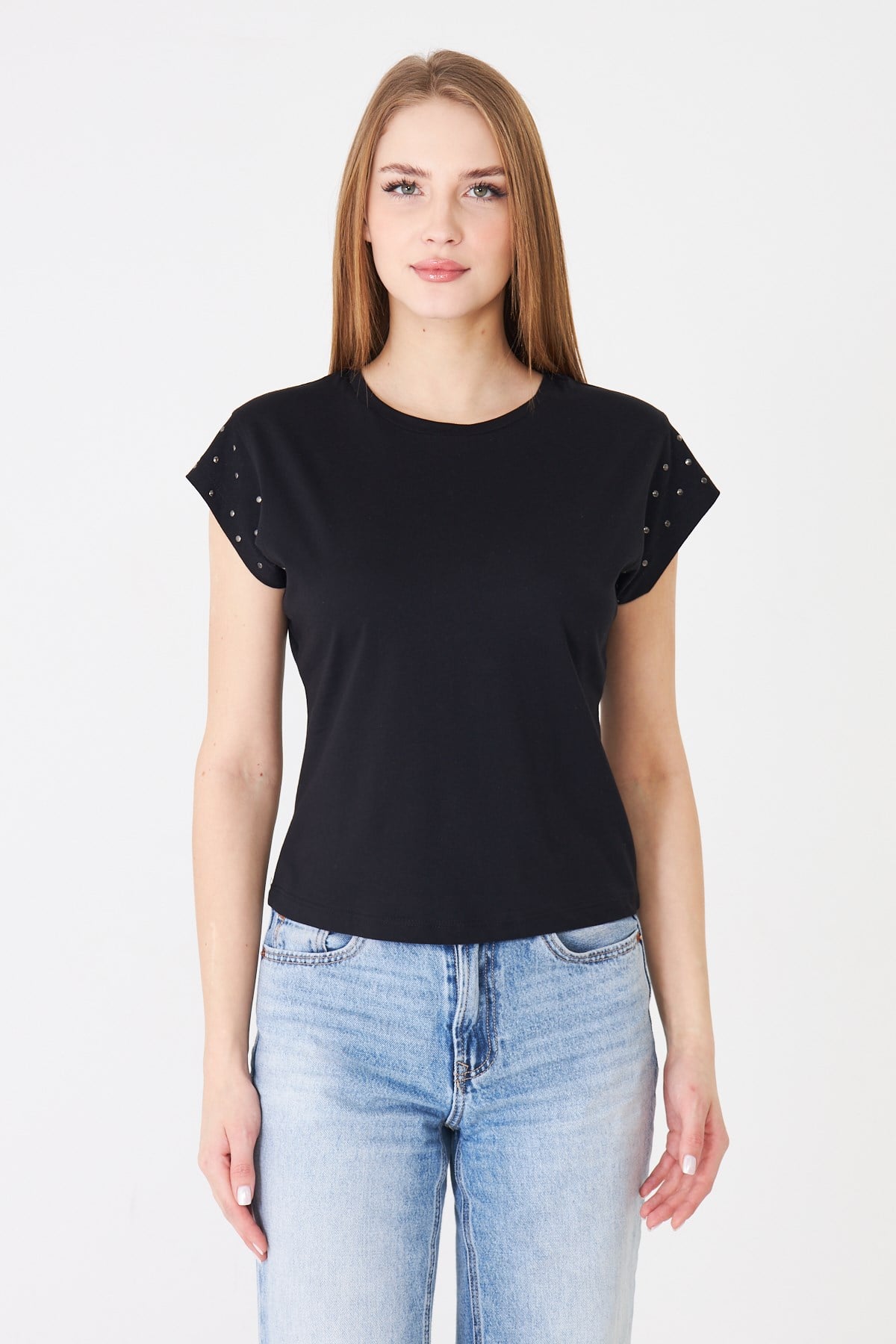 577 - Kolu Panelli Tshirt Siyah