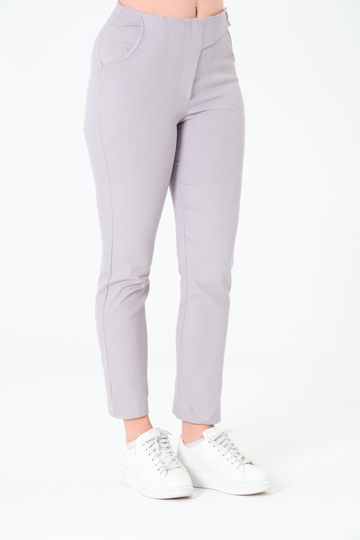 Tek Düğmeli Pabardin Pantalon Gri