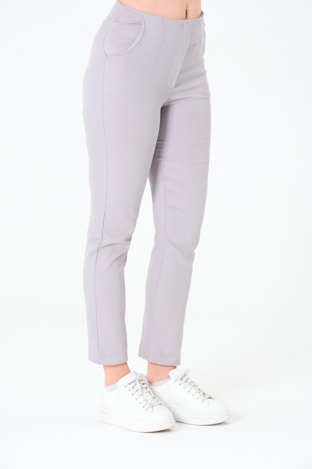 Tek Düğmeli Pabardin Pantalon Gri