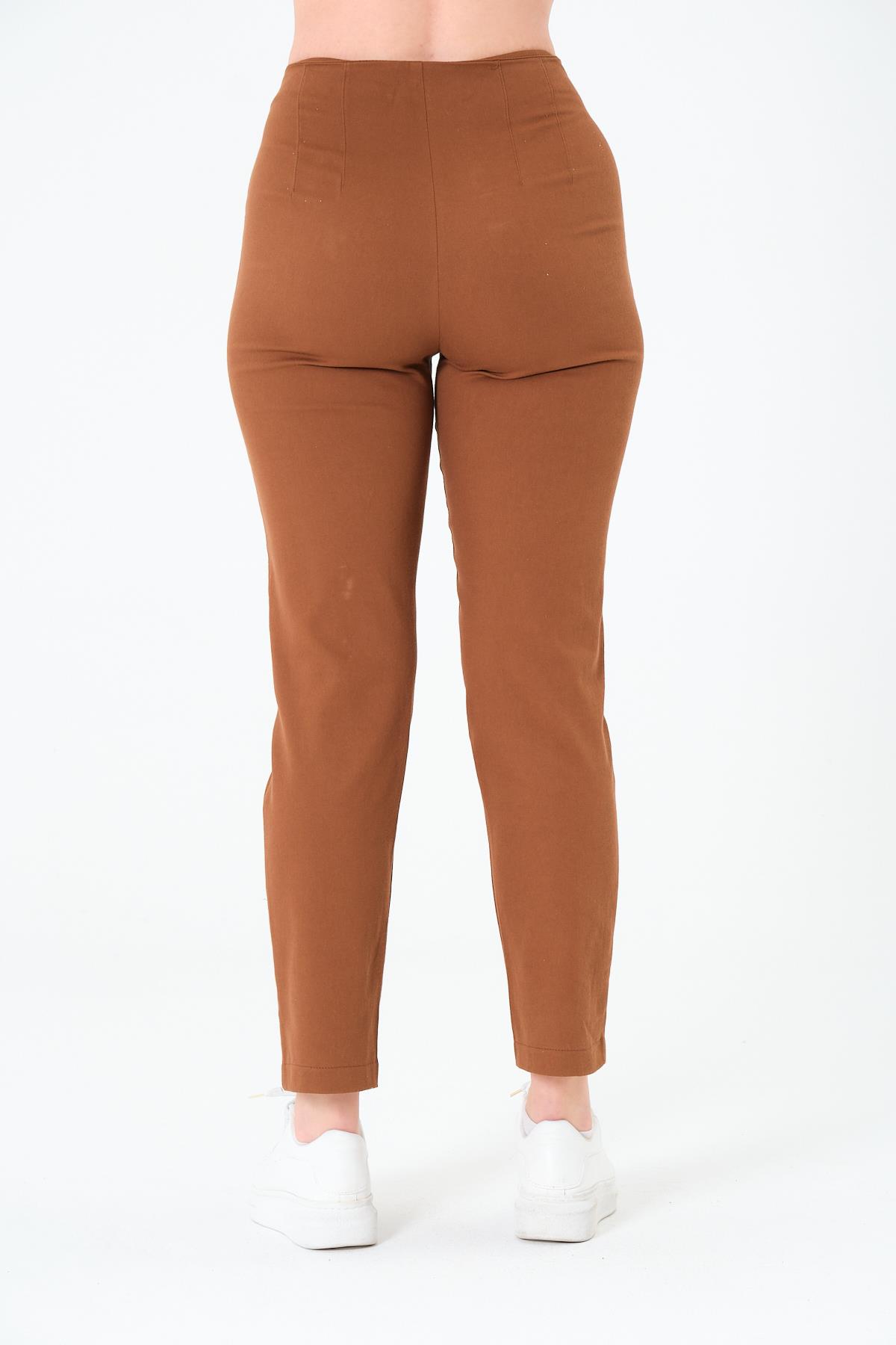 Tek Düğmeli Gabardin Pantalon Kahverengi
