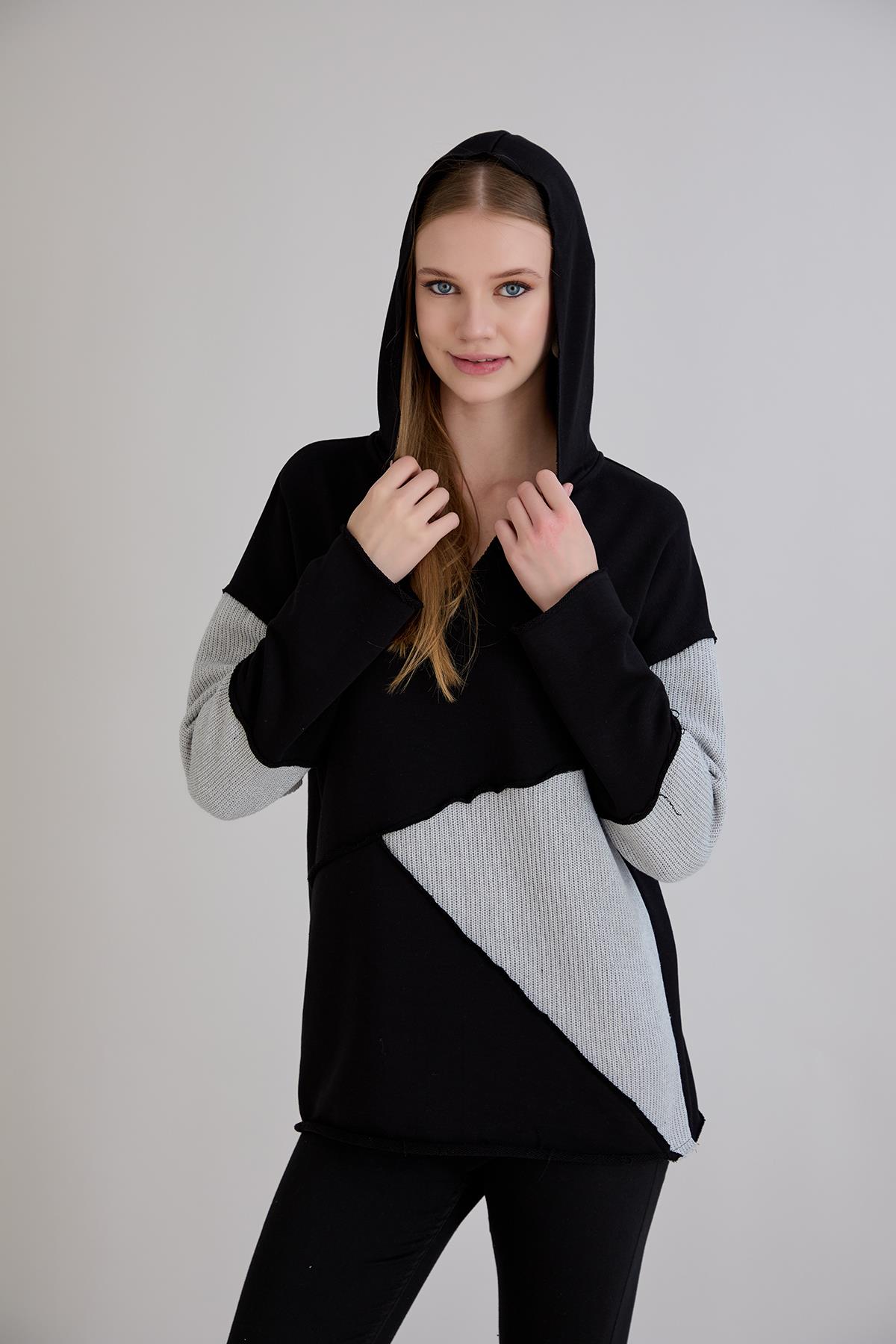 Triko Garnili S-Shirt Siyah