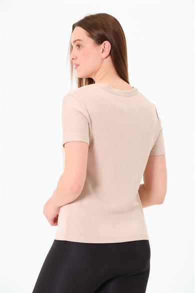 218 - Modal  V  Yaka Tshirt Bej