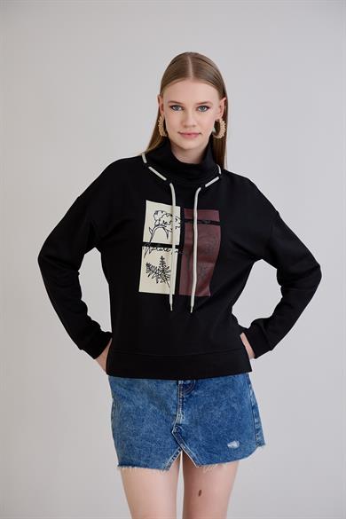 Balıkçı Kordonlu S-Shirt Siyah