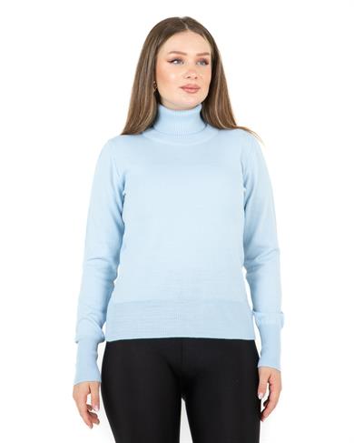 Balıkçı Yaka Basic Kazak Mavi