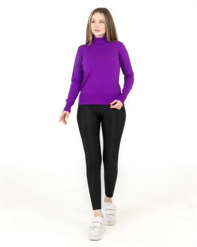 Balıkçı Yaka Basic Kazak Mor