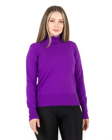 Balıkçı Yaka Basic Kazak Mor