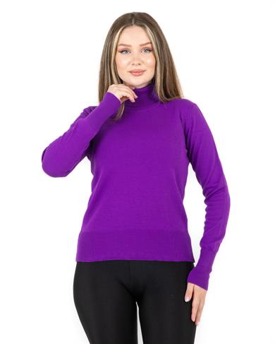 Balıkçı Yaka Basic Kazak Mor