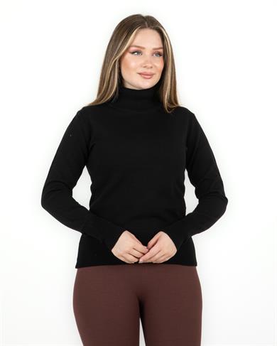 Balıkçı Yaka Basic Kazak Siyah