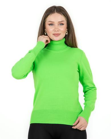 Balıkçı Yaka Basic Kazak Yeşil