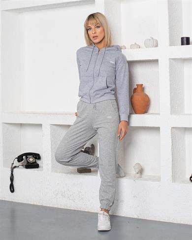 Basic Kalıp İki İplik Penye Sweatshirt Gri