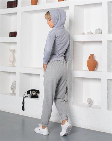Basic Kalıp İki İplik Penye Sweatshirt Gri