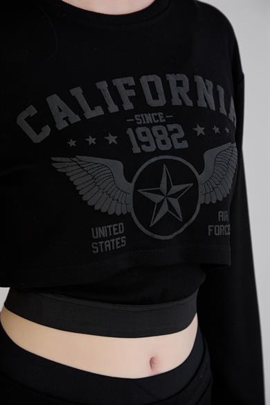 California Baskılı Modal Eşofman Takımı Siyah