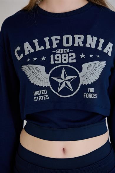 California Baskılı Modal Eşofman Takımı İndigo