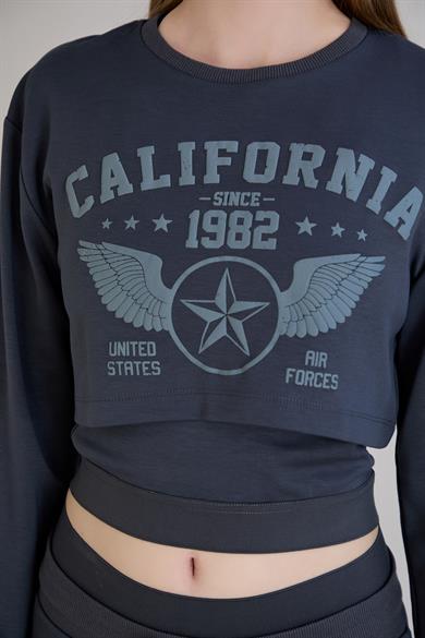 California Baskılı Modal Eşofman Takımı Antrasit
