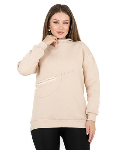 Cep Fermuarlı Sweat Vizon