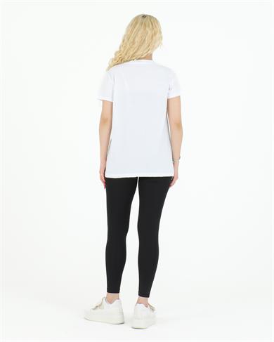 Çiçek Baskılı Tshirt Beyaz
