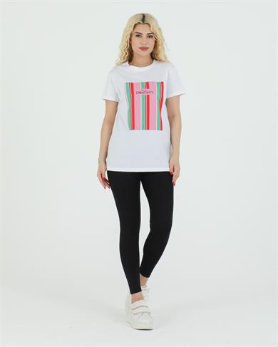 Creativity Baskılı Tshirt Beyaz