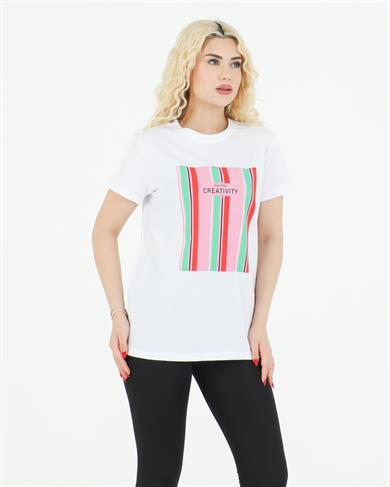 Creativity Baskılı Tshirt Beyaz