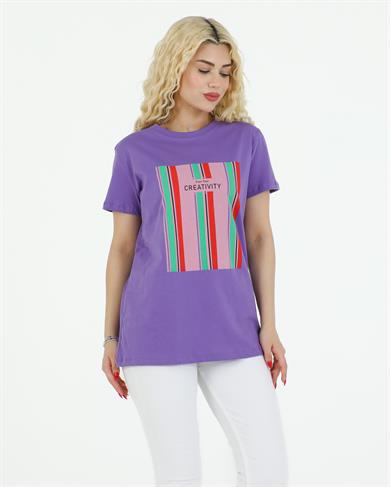 Creativity Baskılı Tshirt Mor