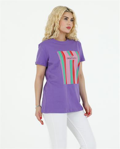 Creativity Baskılı Tshirt Mor