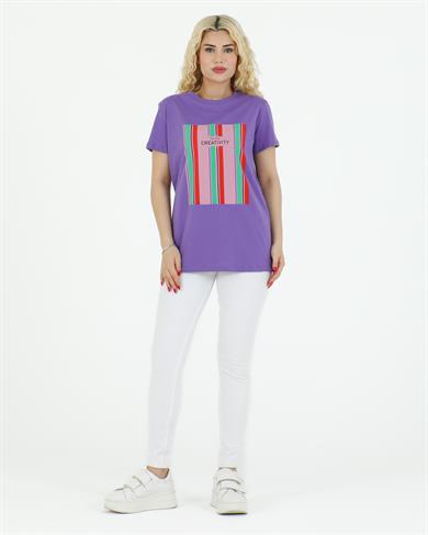 Creativity Baskılı Tshirt Mor