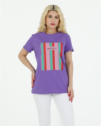 Creativity Baskılı Tshirt Mor