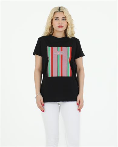Creativity Baskılı Tshirt Siyah