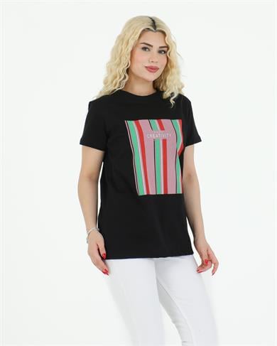 Creativity Baskılı Tshirt Siyah