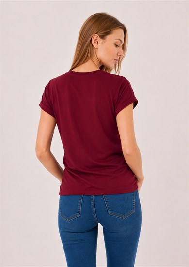 Duble Kollu Tshirt Bordo