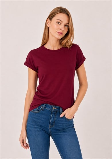 Duble Kollu Tshirt Bordo