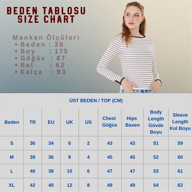 623 - Ottoman Çizgili Bluz Kahverengi