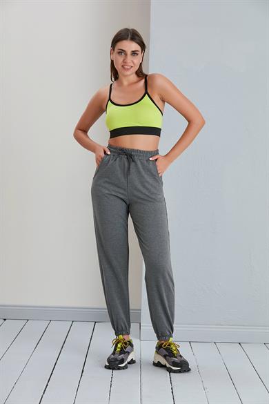 Düz Model Lastikli Paça Penye Eşofman Altı Antrasit