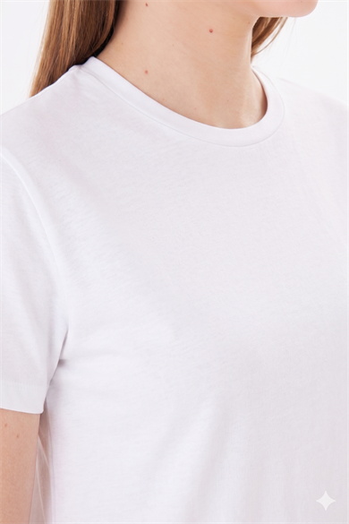 Etek Ve Kolları Pis Dikişli Tshirt Ekru