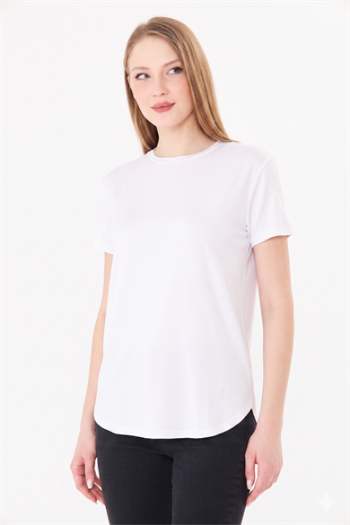 Etek Ve Kolları Pis Dikişli Tshirt Ekru