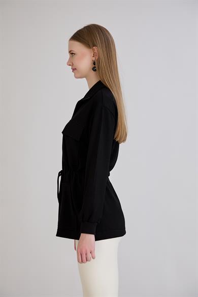 Fermuarlı Dik Yaka Sweatshirt Siyah