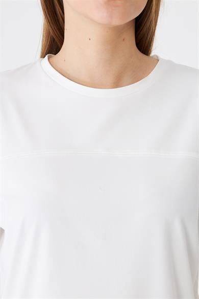 Göğüs Panelli Rahat Kalıp Basic Tshirt Ekru