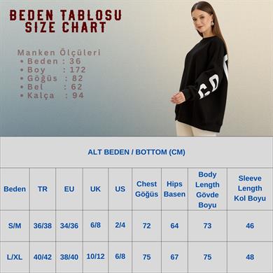 Good Day Baskılı Üç İplik Sweat Siyah